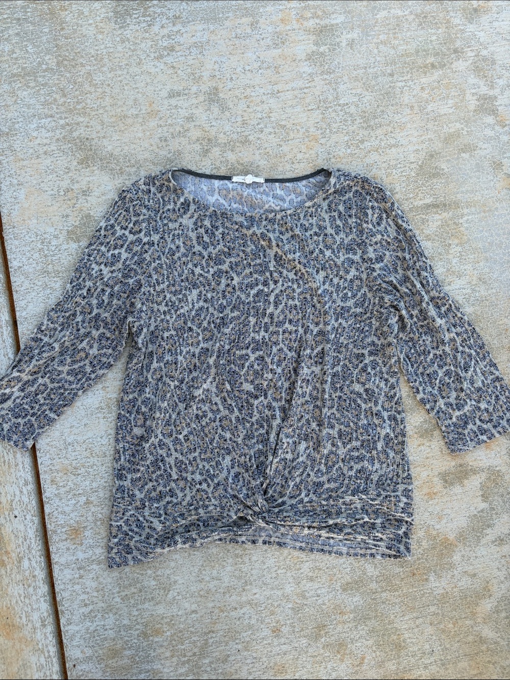 Above and Beyond front tie cheetah print sweater